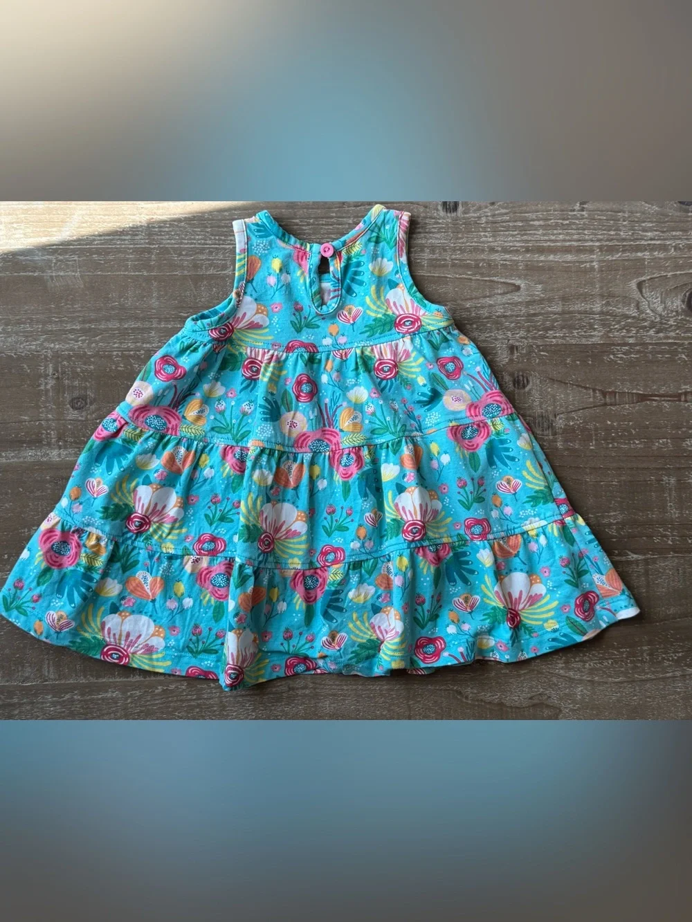 +RuffleButts Turquoise Floral Tiered Dress 6-12M Baby Girl Summer Sundress